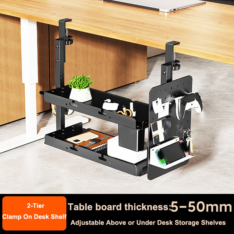 Gaming Accessories Holder - Clamp-on 14 inch Above Below Desk