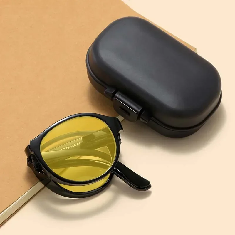 Gaming Glasses Tinted - Foldable Night Vision Glasses with Box