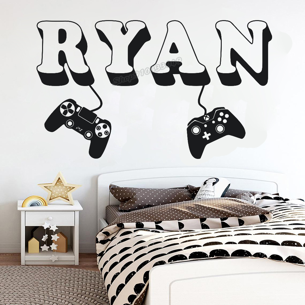 Gaming Accessories Wallpaper - Gamer wall Sticker Custom Name Controller