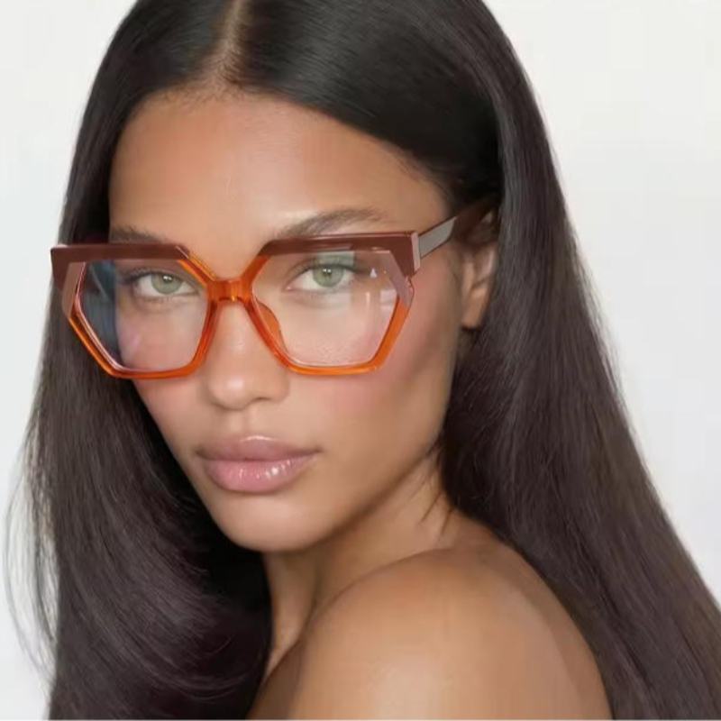 Gaming Glasses Tinted - European American Style Women Polygon Shape