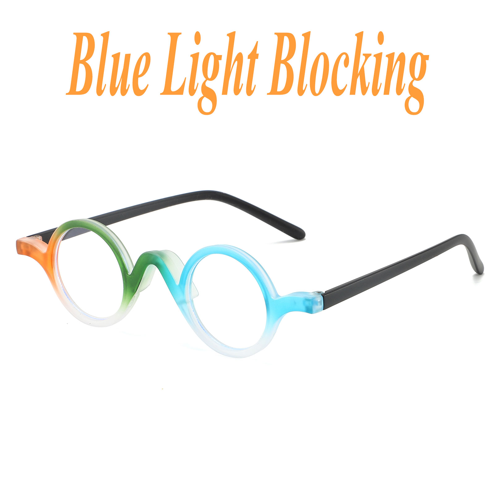 Gaming Glasses Tinted - Stylish Round Frame Blue Light Blocking