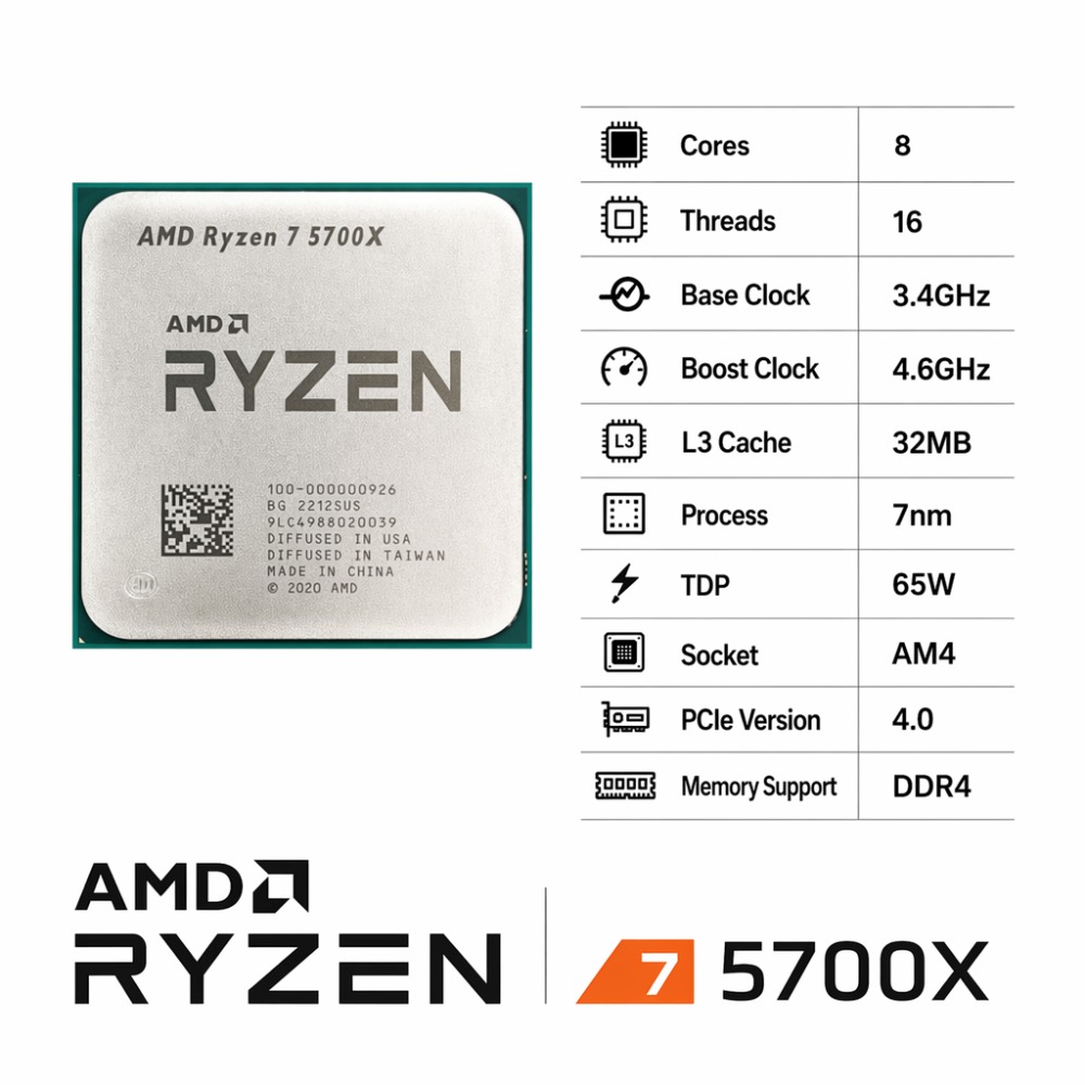 7NM AMD Ryzen 7 5700X AM4 CPU  - огляд і ціна Amd Cpu Ryzen 7